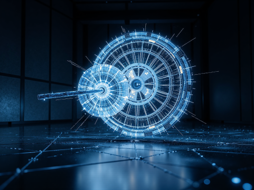 未来科技概念图,蓝色光线效果,数字化网格背景,象征着AI技术发展前景